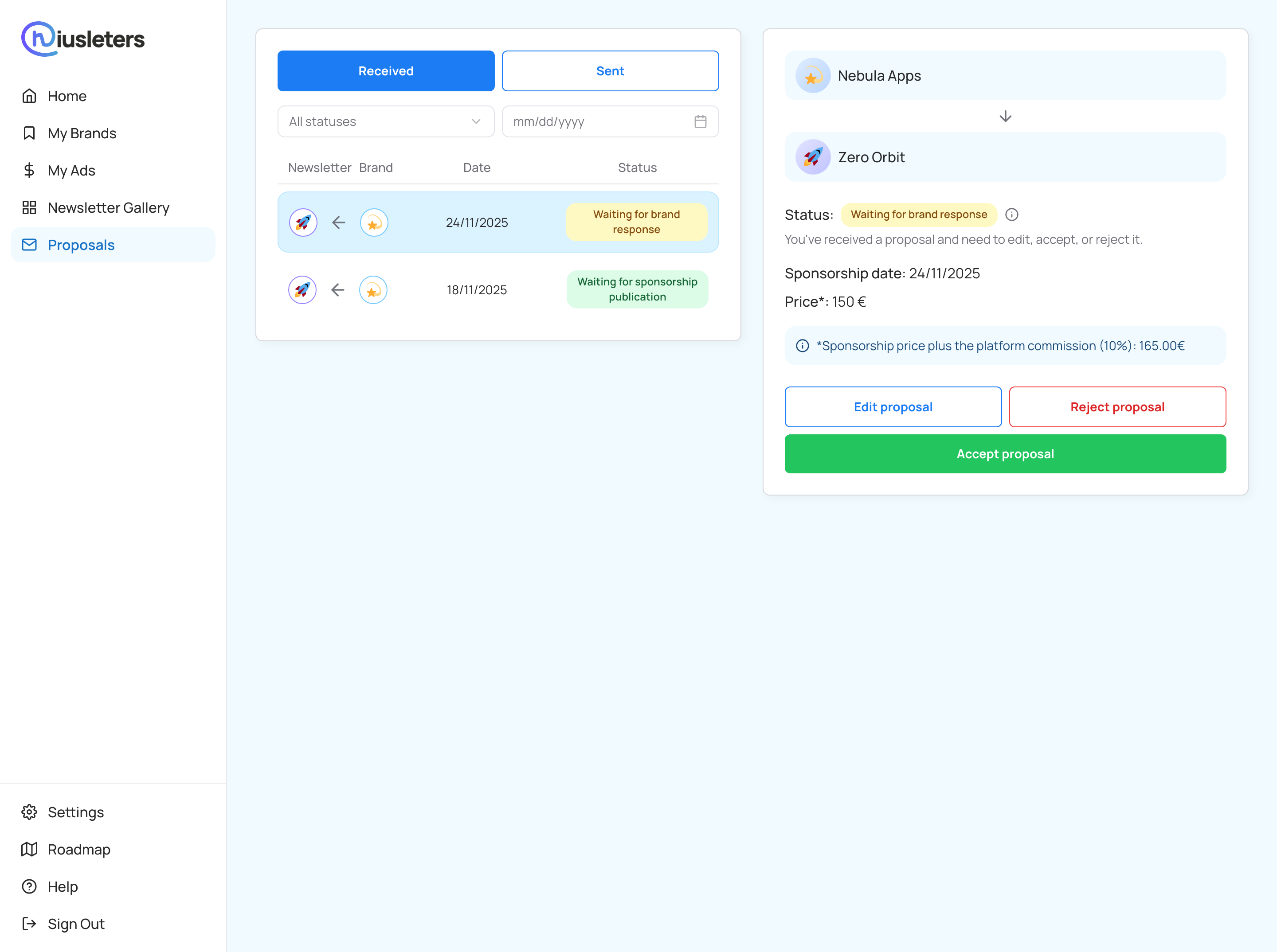 Close the deal and pay through the platform