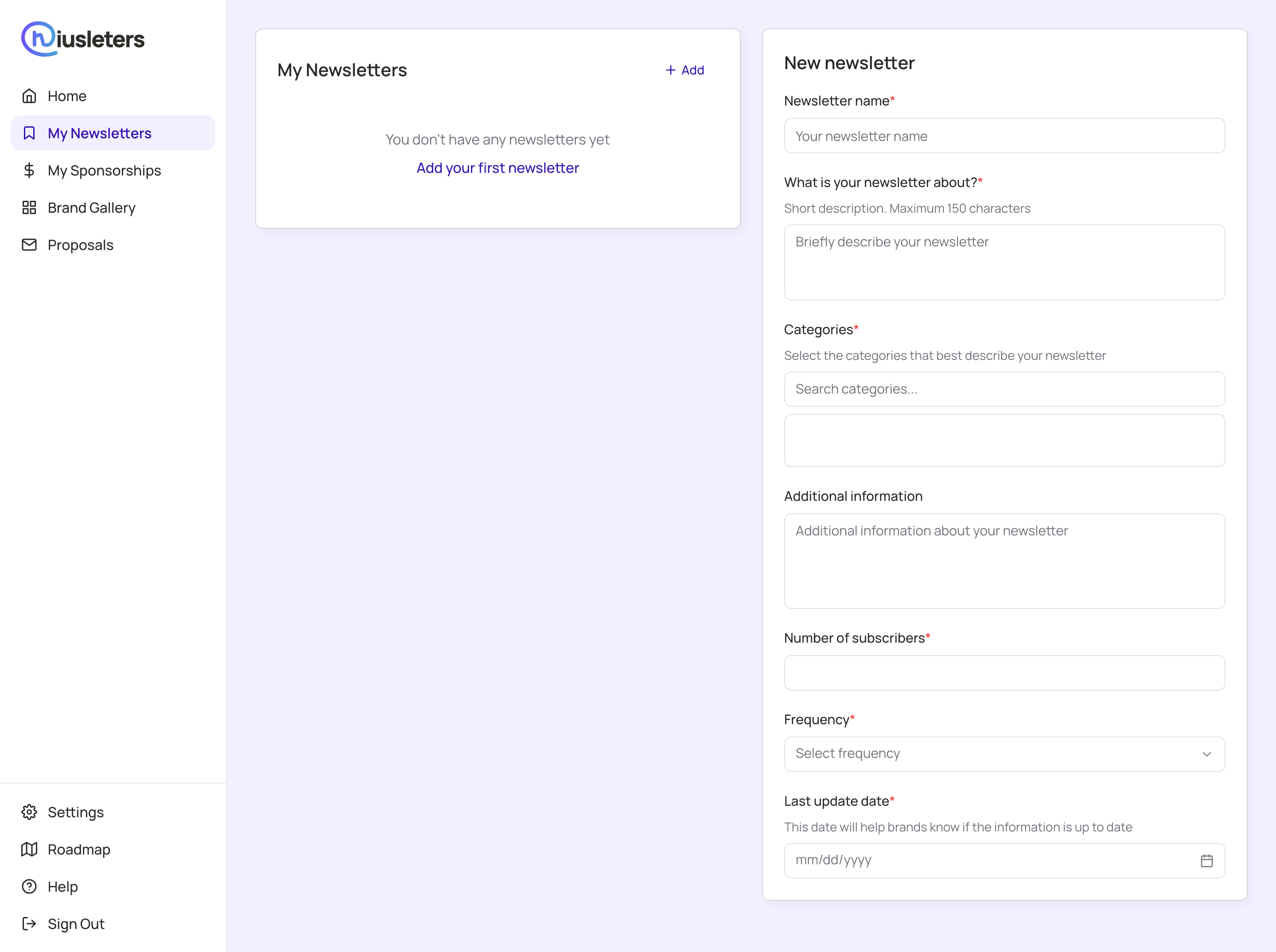 Add your newsletter